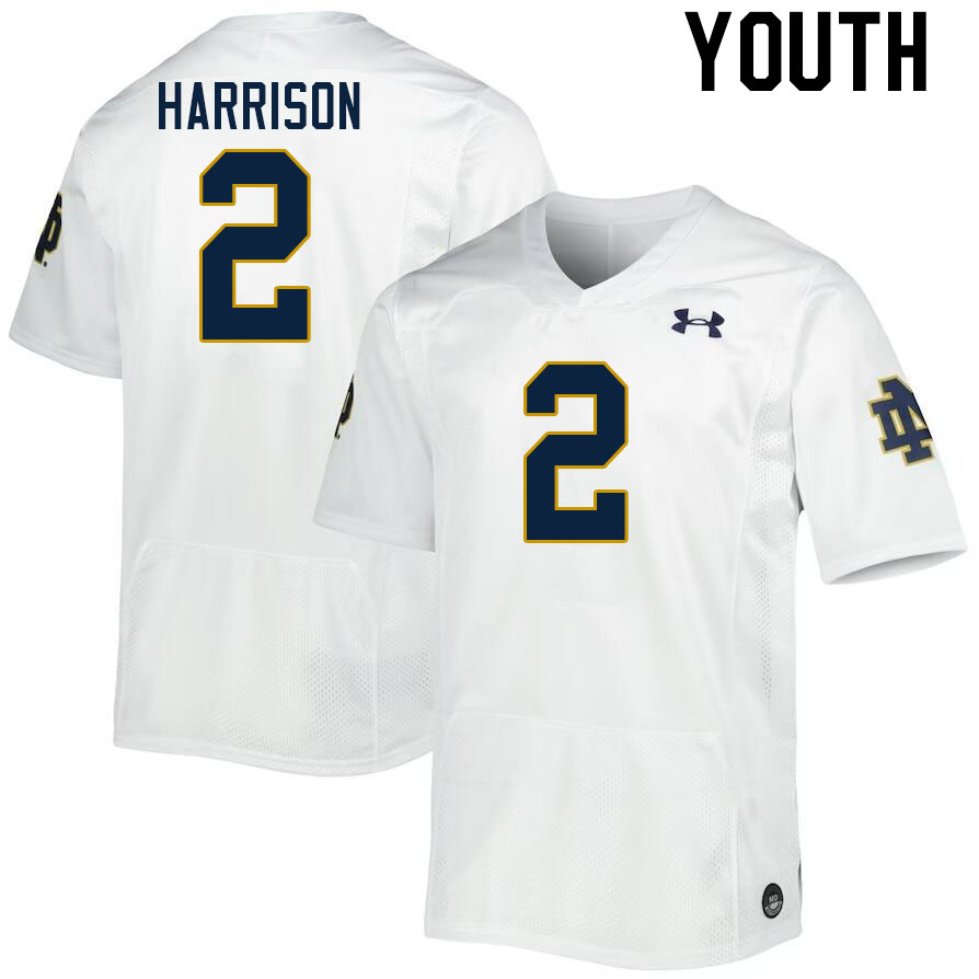 Youth #2 Jayden Harrison Notre Dame Fighting Irish College Football Jerseys Stitched-White